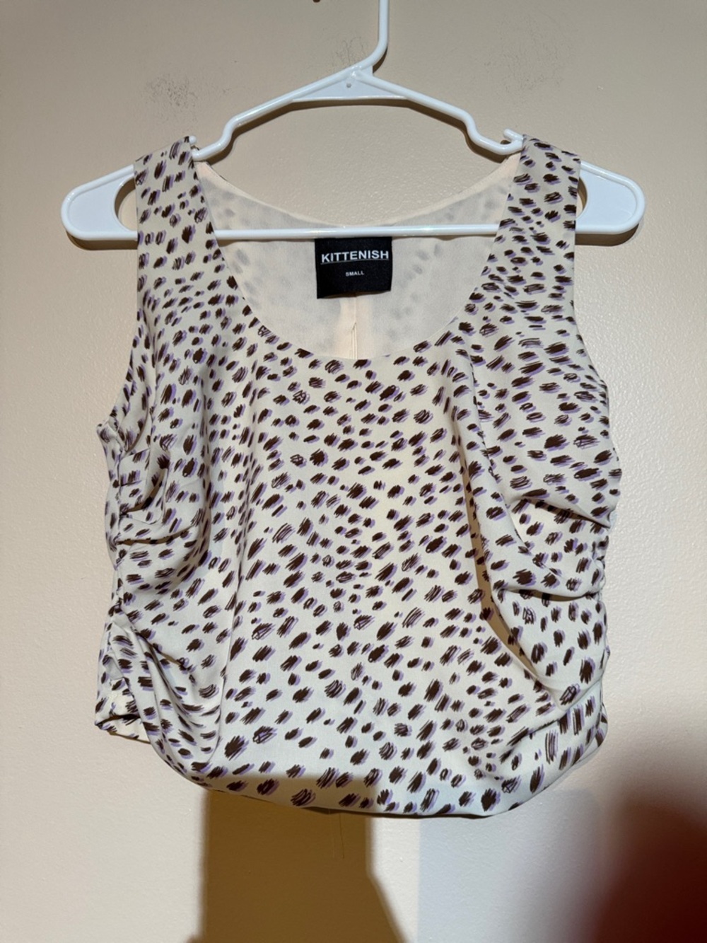 Kittenish Cream and Brown Spotted Sleeveless Camisole